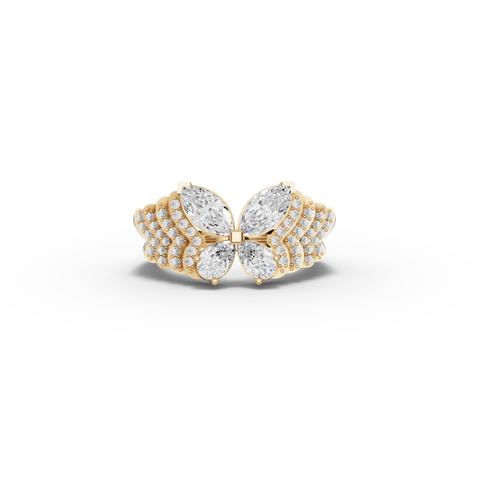 1.51 CT Butterfly Marquise & Round Pavé Lab Diamond Ring