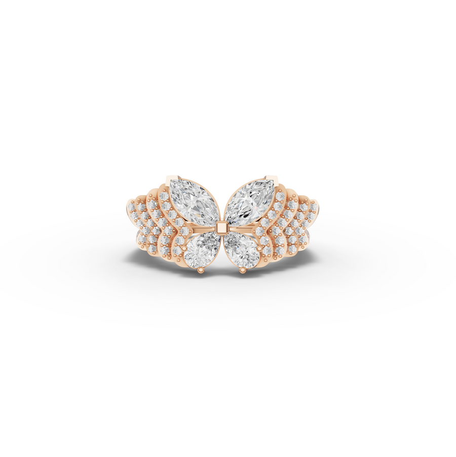 1.51 CT Butterfly Marquise & Round Pavé Lab Diamond Ring