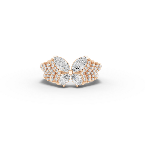 1.51 CT Butterfly Marquise & Round Pavé Lab Diamond Ring