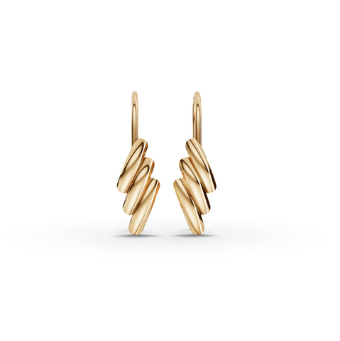 Triple Petal Drop Gold Earring