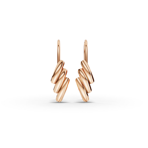 Triple Petal Drop Gold Earring