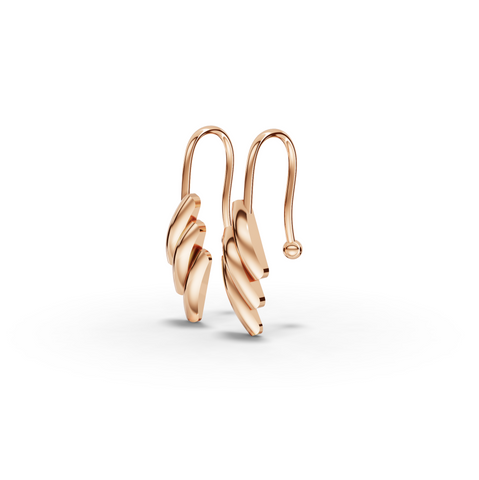 Triple Petal Drop Gold Earring