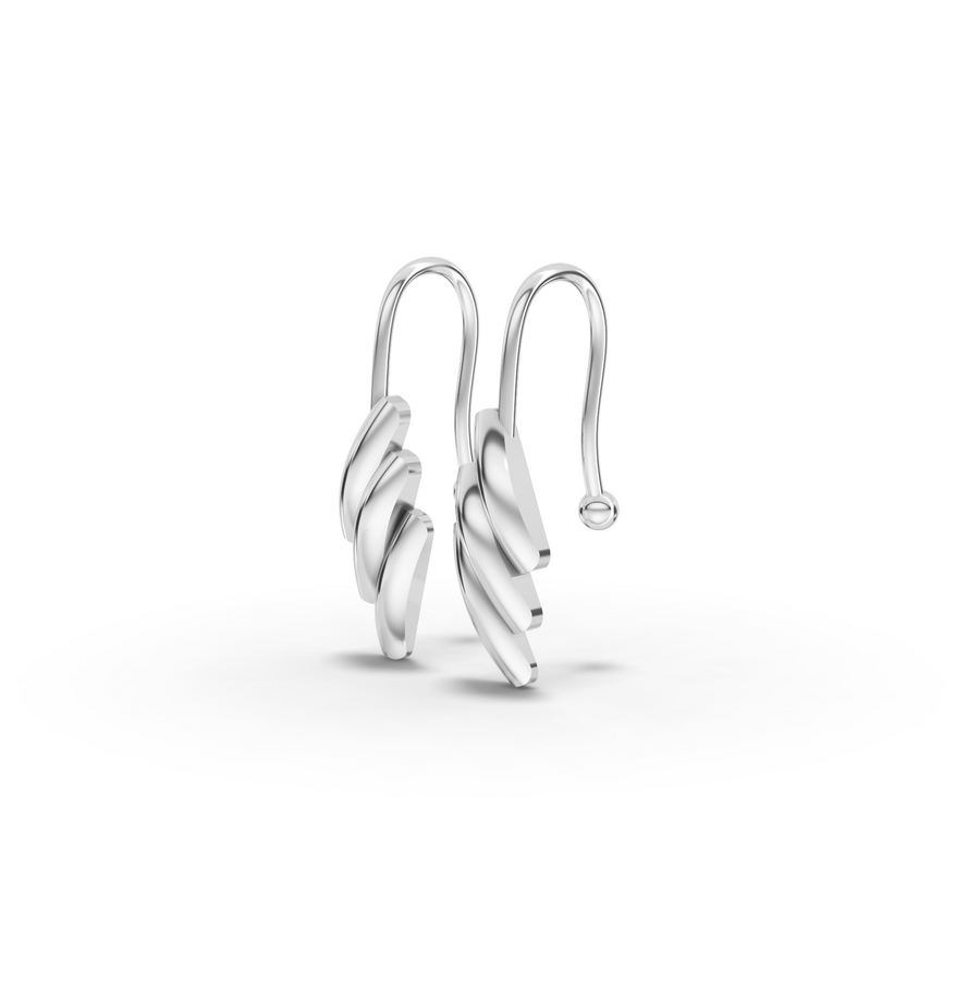 Triple Petal Drop Gold Earring