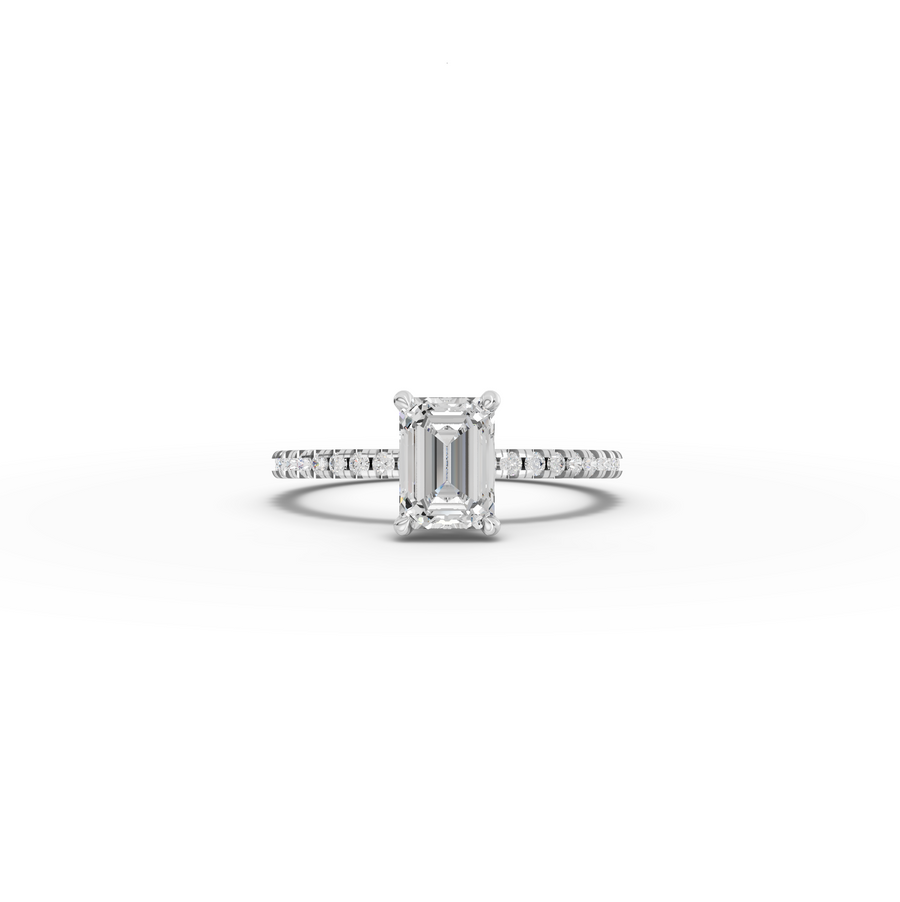 1.23 CT Emerald Hidden Halo Pavé Ring
