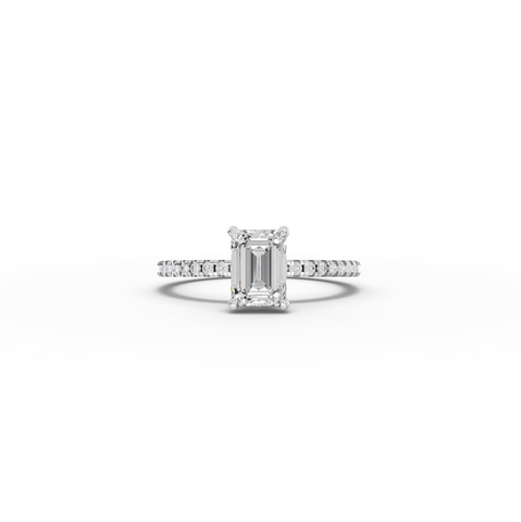 1.23 CT Emerald Hidden Halo Pavé Ring