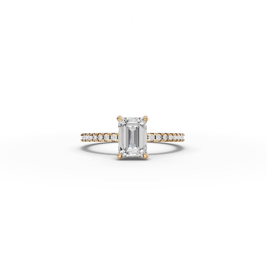 1.23 CT Emerald Hidden Halo Pavé Ring