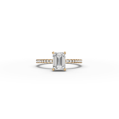 1.23 CT Emerald Hidden Halo Pavé Ring