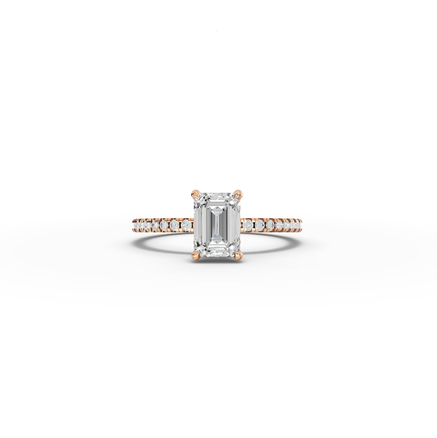 1.23 CT Emerald Hidden Halo Pavé Ring