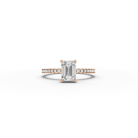 1.23 CT Emerald Hidden Halo Pavé Ring
