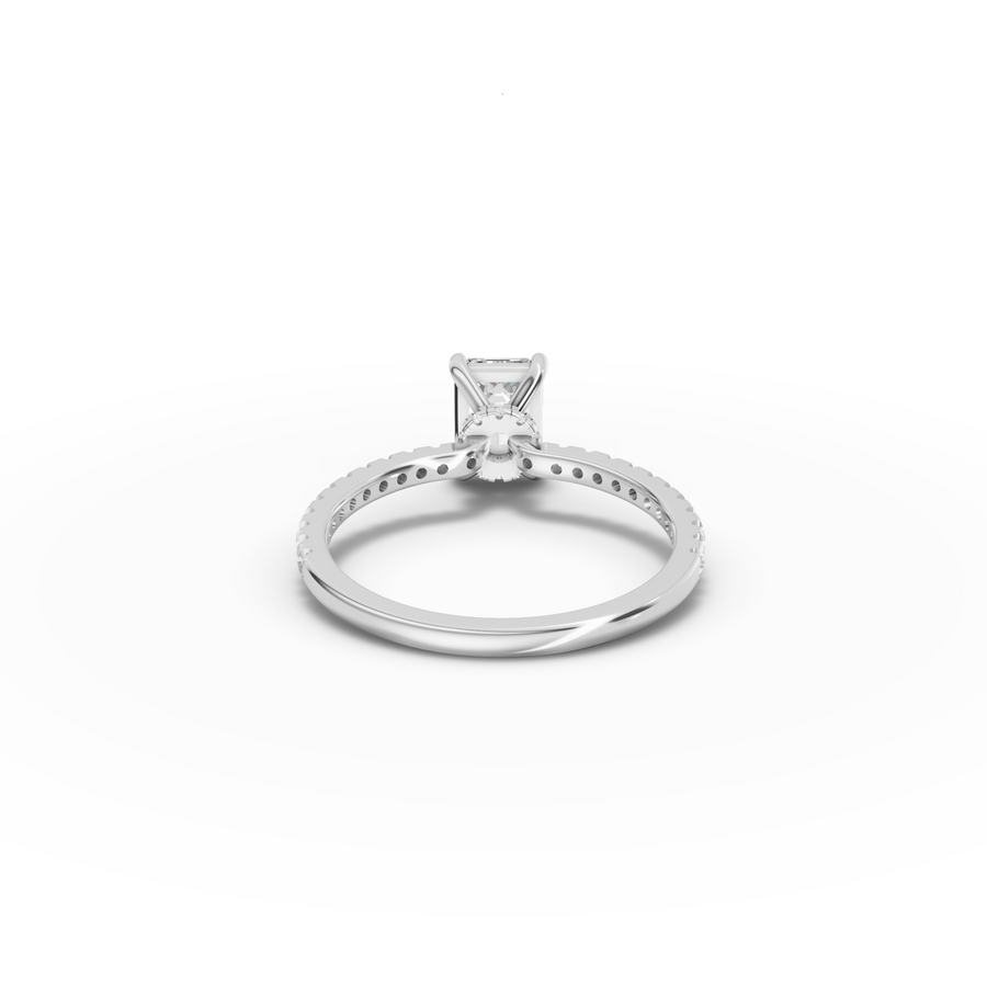 1.23 CT Emerald Hidden Halo Pavé Ring