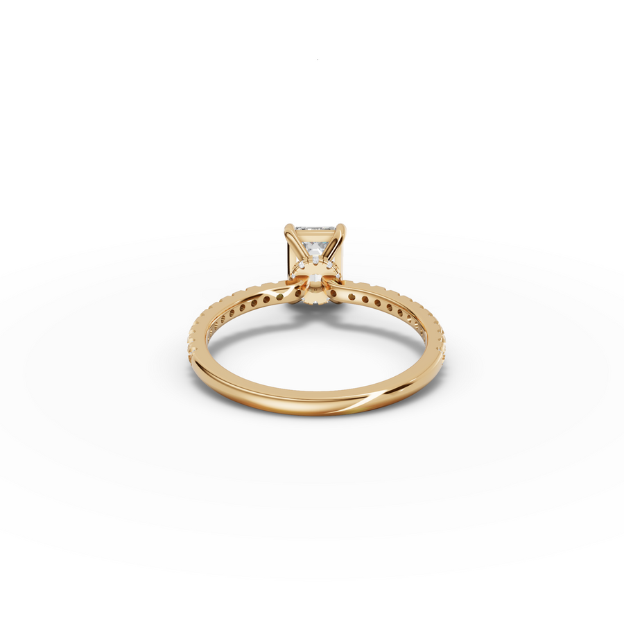 1.23 CT Emerald Hidden Halo Pavé Ring