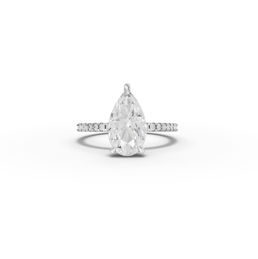 2.23 Ct Pear Hidden Halo Pavé Ring