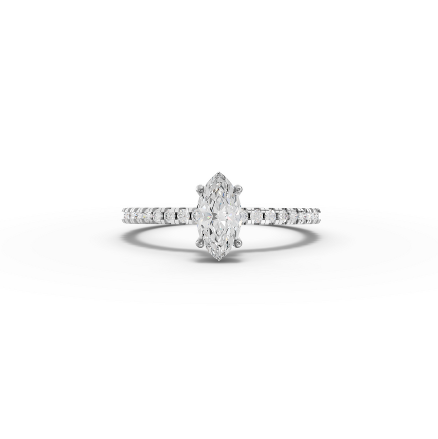 0.72 CT Marquise Hidden Halo Pavé Ring