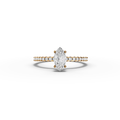 0.72 CT Marquise Hidden Halo Pavé Ring