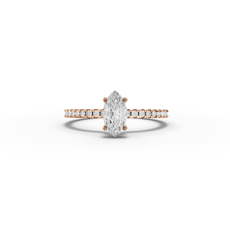0.72 CT Marquise Hidden Halo Pavé Ring