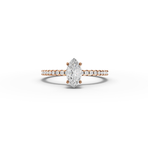 0.72 CT Marquise Hidden Halo Pavé Ring
