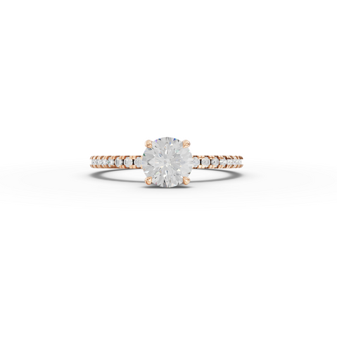 0.98 Ct Round Hidden Halo Pavé Ring
