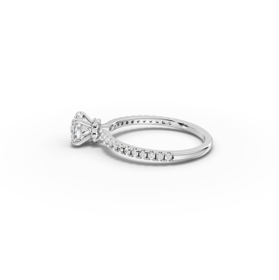 0.98 Ct Round Hidden Halo Pavé Ring