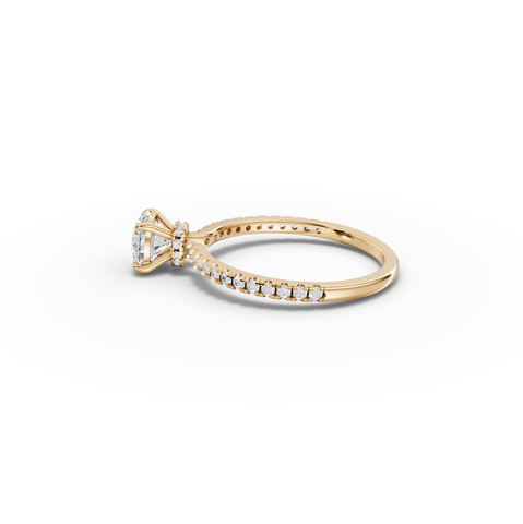 0.98 Ct Round Hidden Halo Pavé Ring