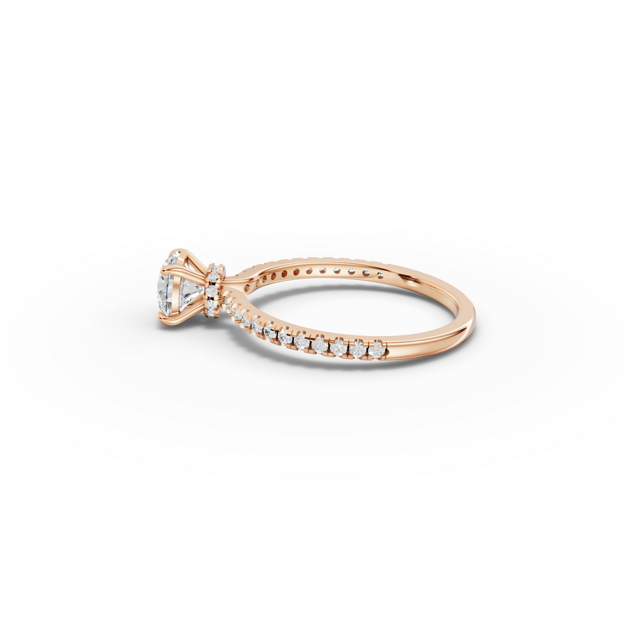 0.98 Ct Round Hidden Halo Pavé Ring