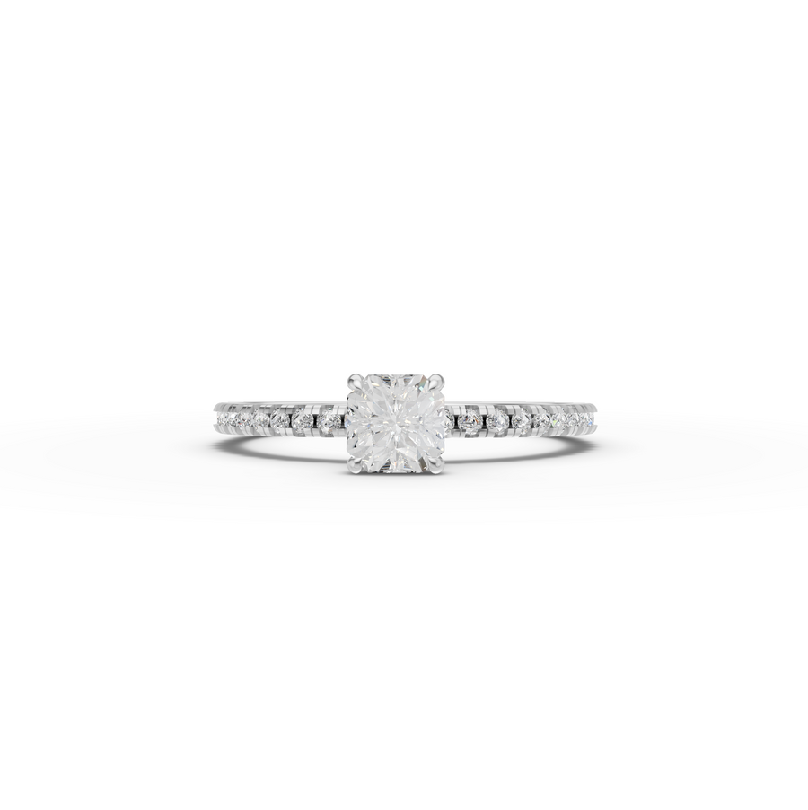 0.78 Ct Cushion Hidden Halo Pavé Ring