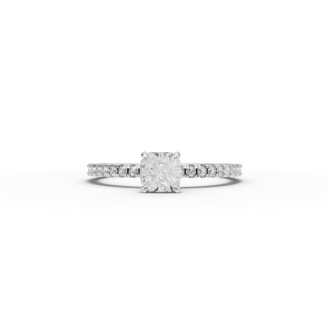 0.78 Ct Cushion Hidden Halo Pavé Ring