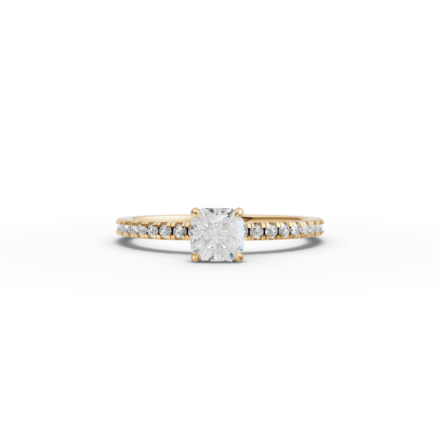 0.78 Ct Cushion Hidden Halo Pavé Ring