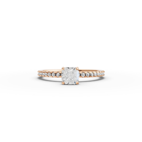 0.78 Ct Cushion Hidden Halo Pavé Ring