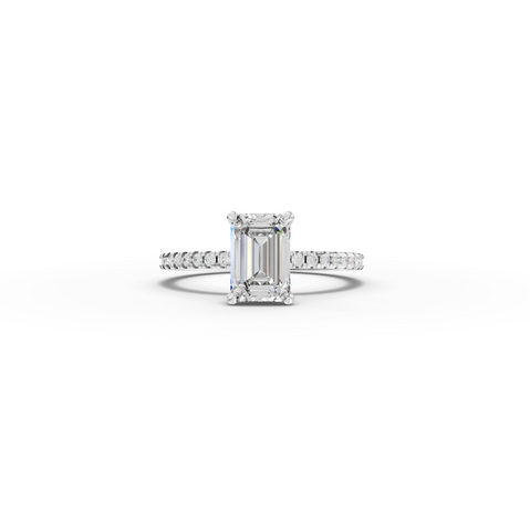 1.73 CT Emerald Hidden Halo Pavé Ring