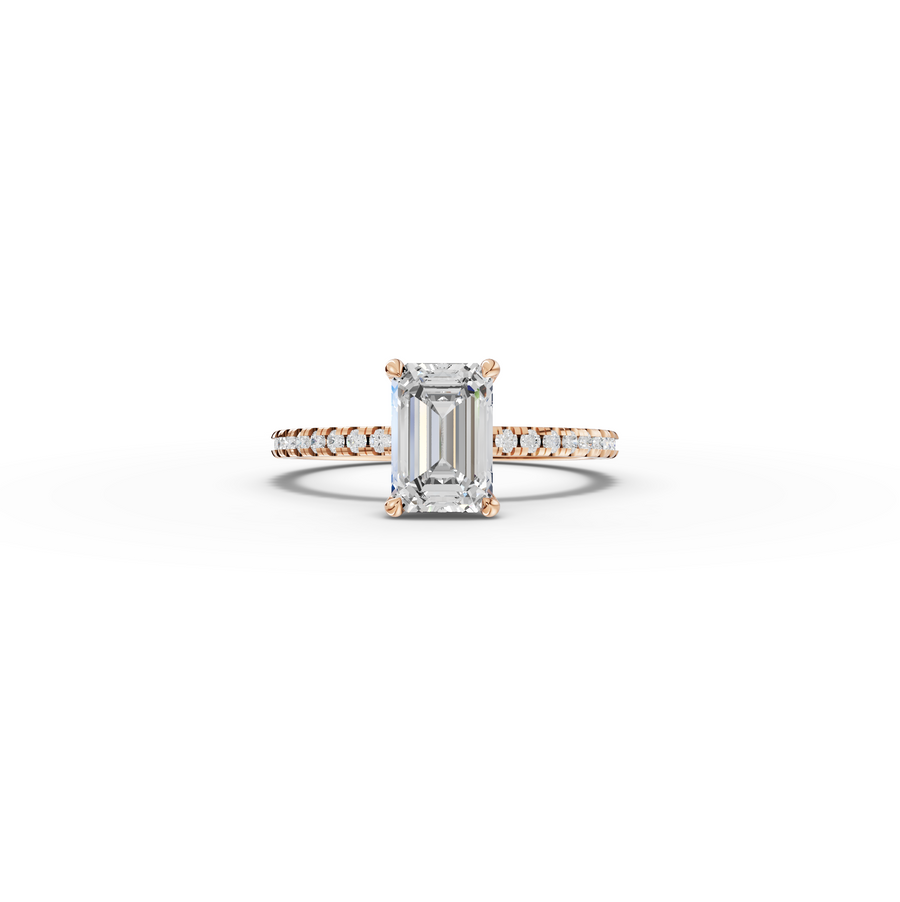 1.73 CT Emerald Hidden Halo Pavé Ring