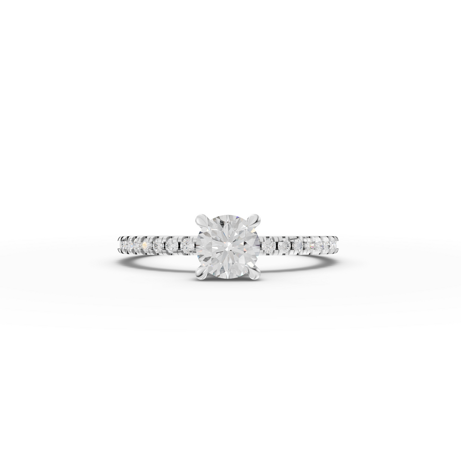 0.73 Ct Round Hidden Halo Pavé Ring