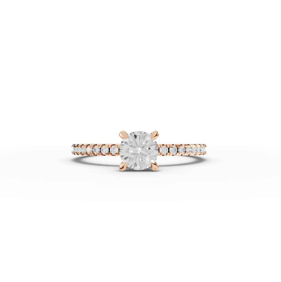 0.73 Ct Round Hidden Halo Pavé Ring