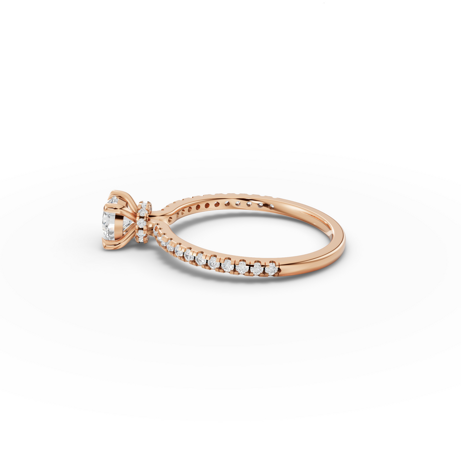 0.73 Ct Round Hidden Halo Pavé Ring
