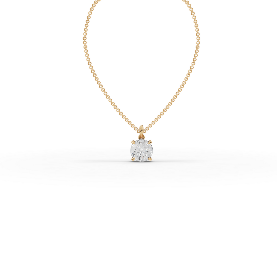 3.00 CT Round Basket Lab iamond Solitaire Pendant