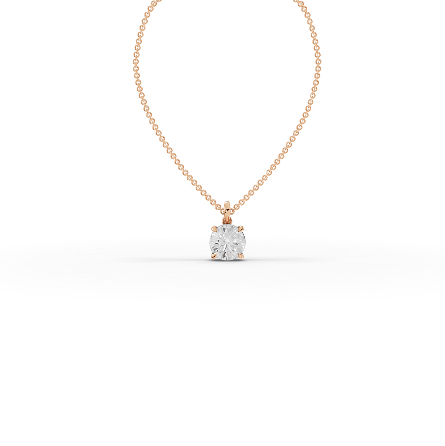 3.00 CT Round Basket Lab iamond Solitaire Pendant