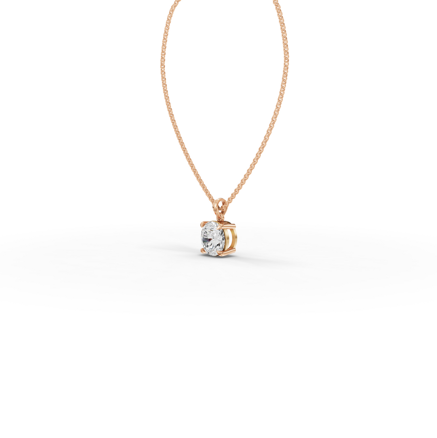 3.00 CT Round Basket Lab iamond Solitaire Pendant