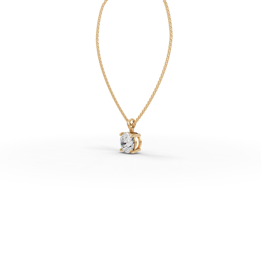 3.00 CT Round Basket Lab iamond Solitaire Pendant
