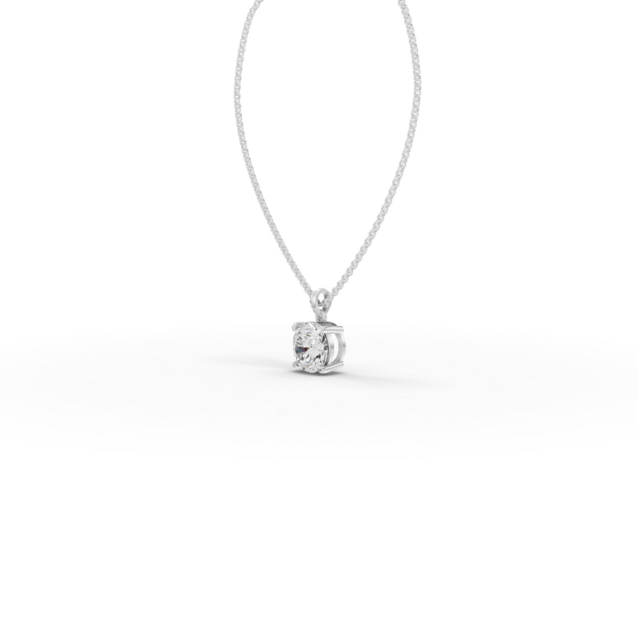 3.00 CT Round Basket Lab iamond Solitaire Pendant