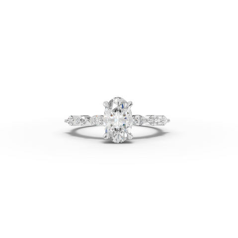 1.31 CT Oval Prong Marquise Accent Lab Diamond Ring