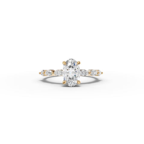 1.31 CT Oval Prong Marquise Accent Lab Diamond Ring