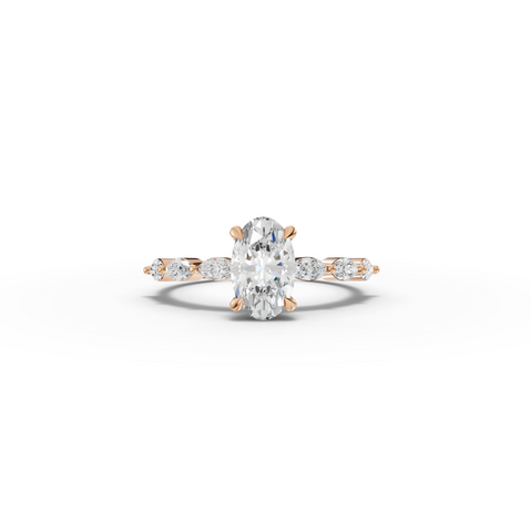1.31 CT Oval Prong Marquise Accent Lab Diamond Ring