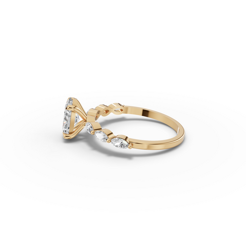 1.31 CT Oval Prong Marquise Accent Lab Diamond Ring