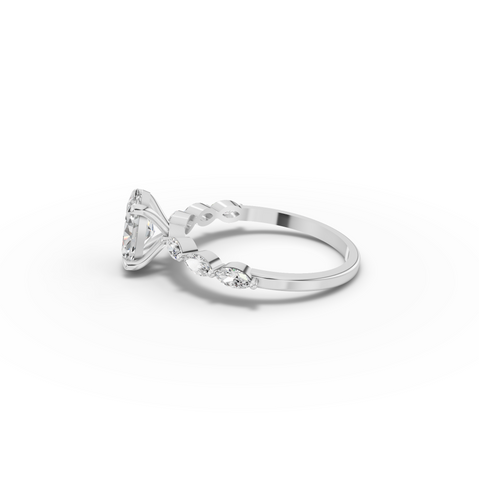 1.31 CT Oval Prong Marquise Accent Lab Diamond Ring