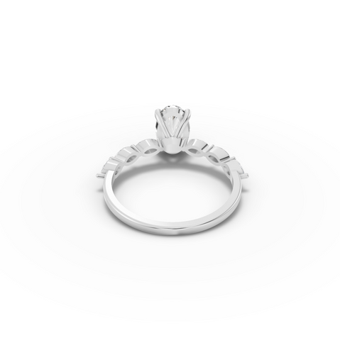 1.31 CT Oval Prong Marquise Accent Lab Diamond Ring