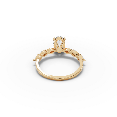 1.31 CT Oval Prong Marquise Accent Lab Diamond Ring