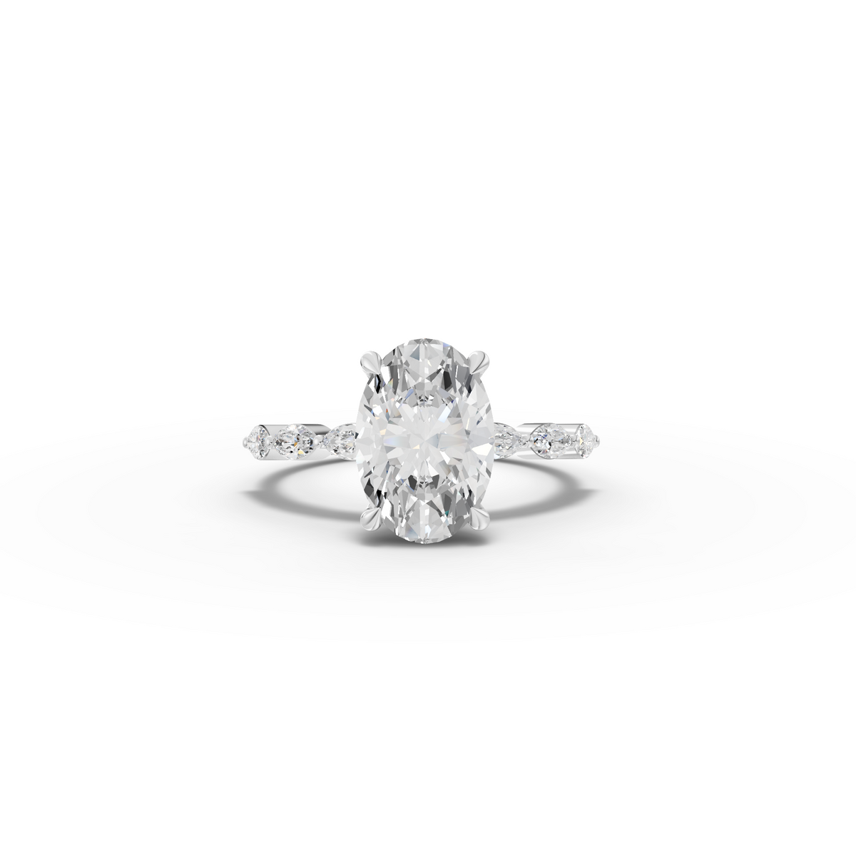 2.81 CT Oval Solitaire Marquise Accent Lab Diamond Ring