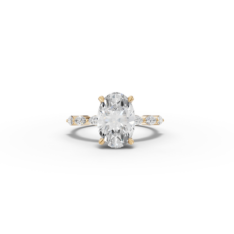 2.81 CT Oval Solitaire Marquise Accent Lab Diamond Ring
