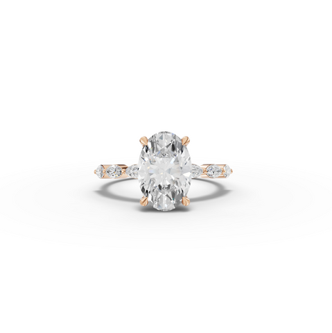 2.81 CT Oval Solitaire Marquise Accent Lab Diamond Ring