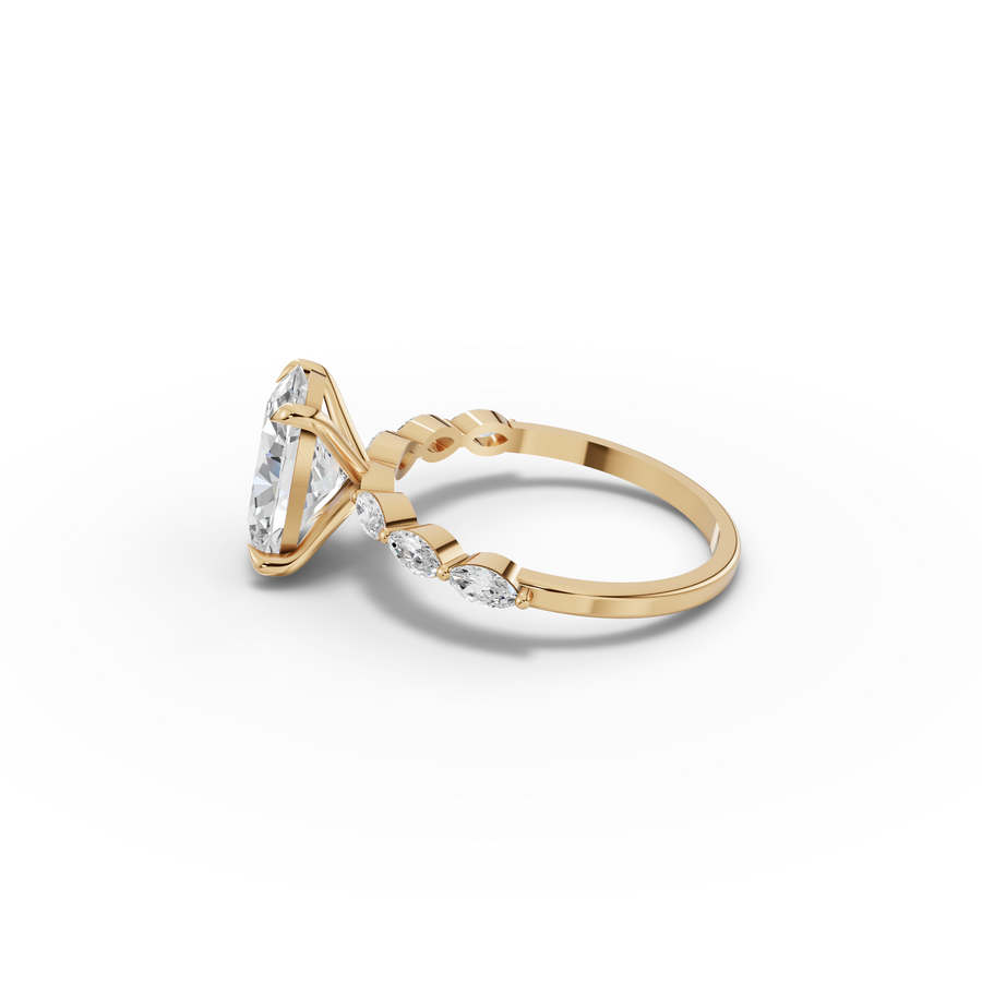2.81 CT Oval Solitaire Marquise Accent Lab Diamond Ring