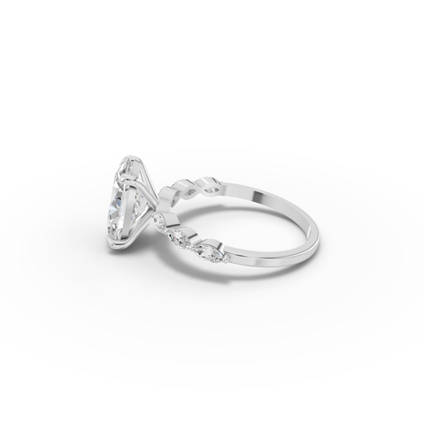 2.81 CT Oval Solitaire Marquise Accent Lab Diamond Ring